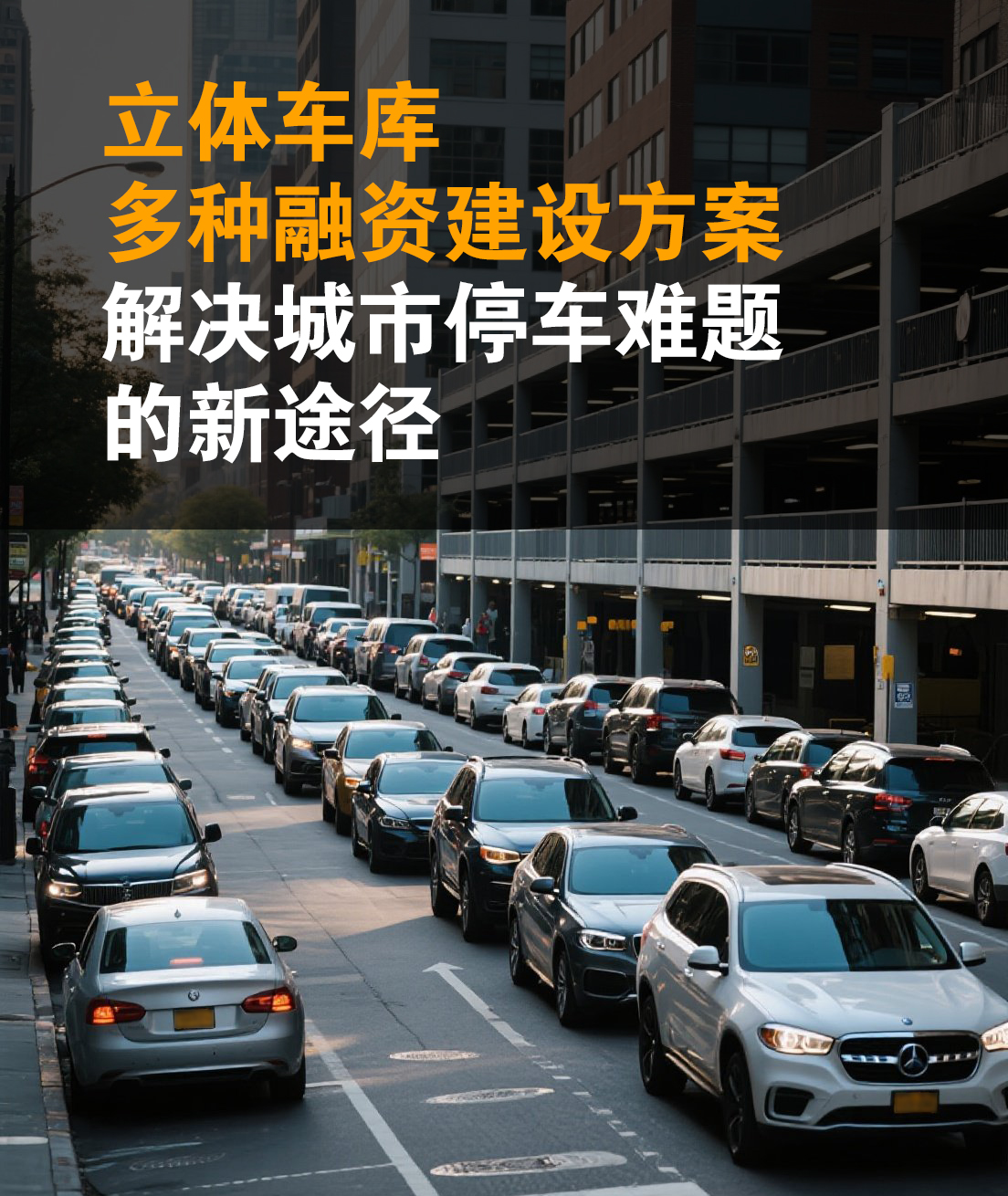 jimeng-2025-06-10-949-城市的街道，很多汽车在排队进入停车场.jpg